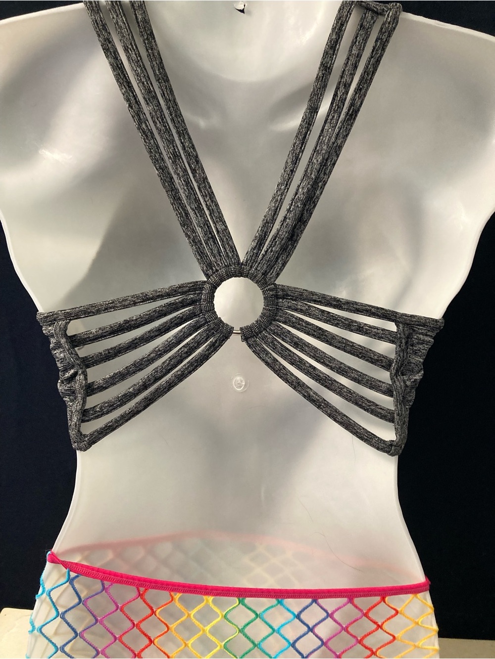 Yogalicious Gray Strappy Back Sports Bra Medium Athleisure Yoga